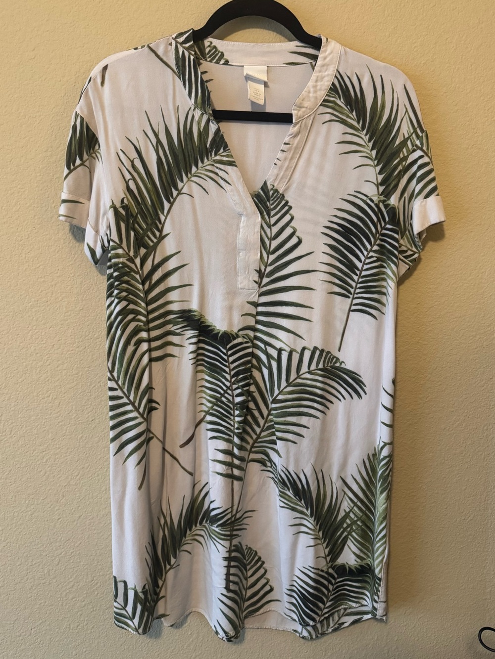 H&M tropical palm leaf print viscose floral tunic dress